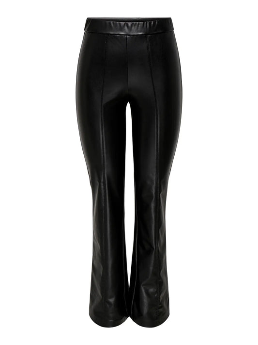 Jessie Flare Buksur - Black Faux Leather