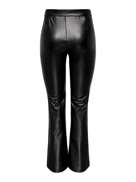 Jessie Flare Buksur - Black Faux Leather