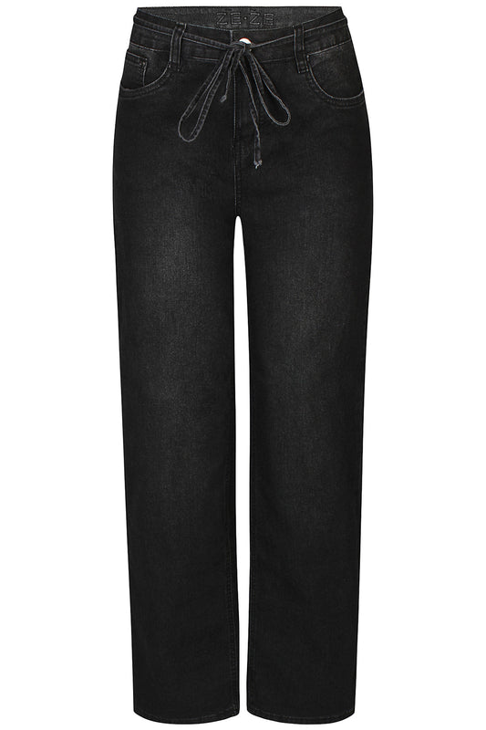 Issey Denim Buksur Við Band - Svartar