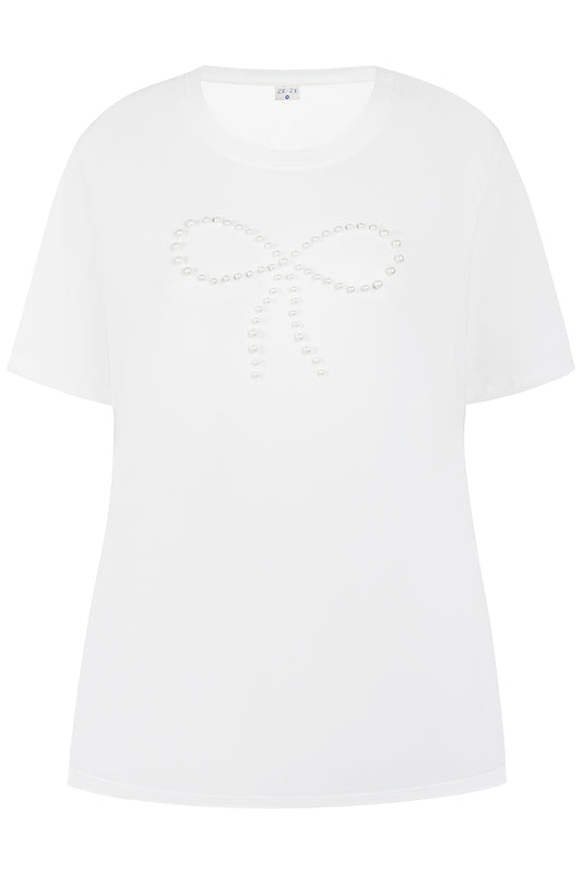 Bethany T-Shirt - Cream Við Perlu Sloyfu