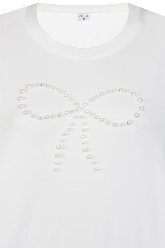 Bethany T-Shirt - Cream Við Perlu Sloyfu