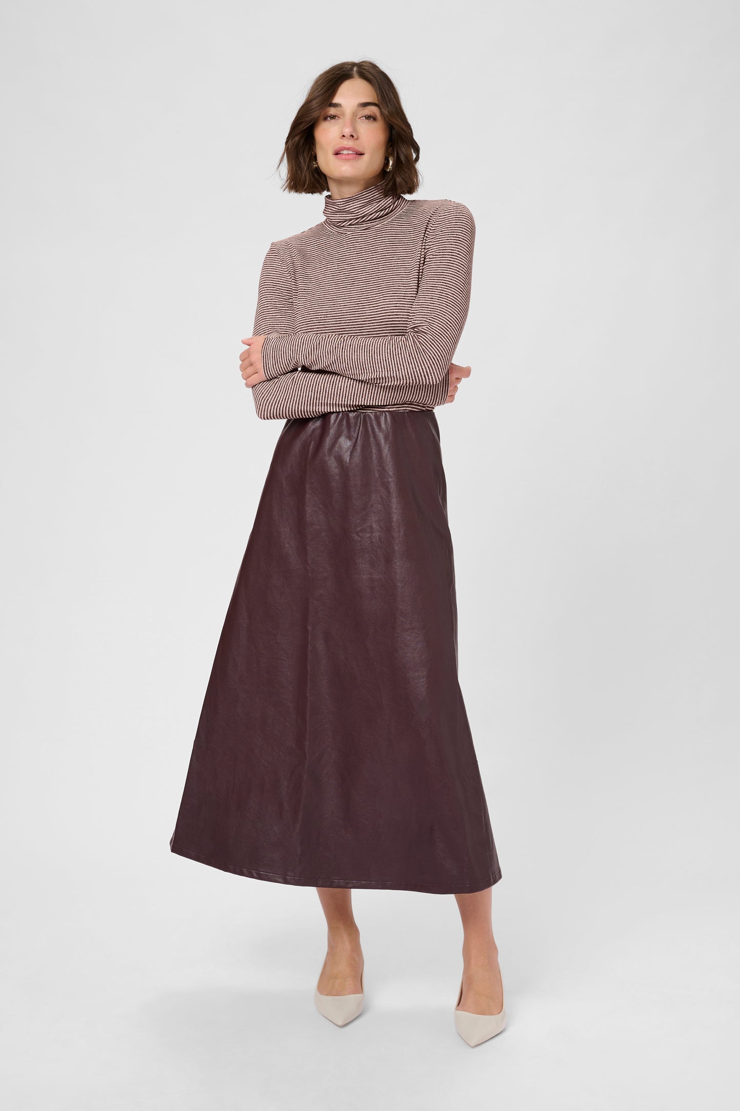 Alexandra Jersey Rollneck - Bordeaux/Whitecap Stripe