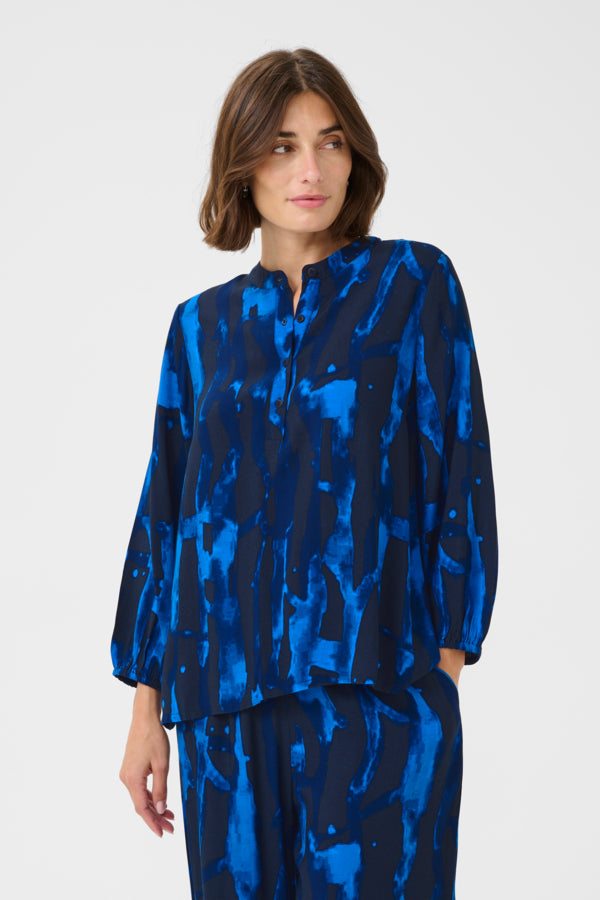 Ashley Chaina blusa - Blue Graphic