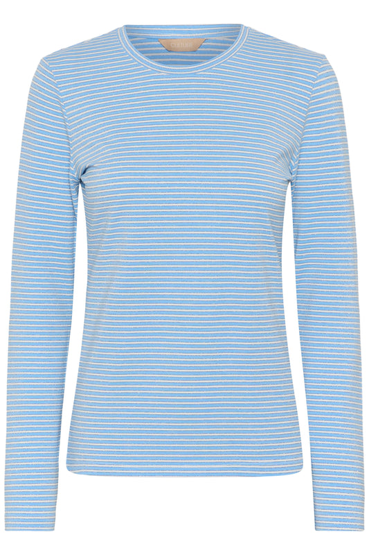 Kiddy blus - Powder Blue/White stripe