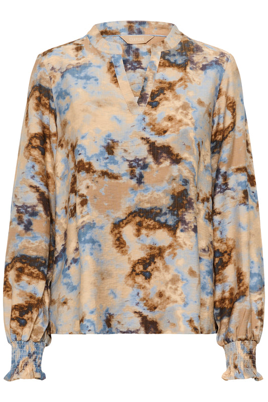 Hizzy blusa - Brown/Blue splash