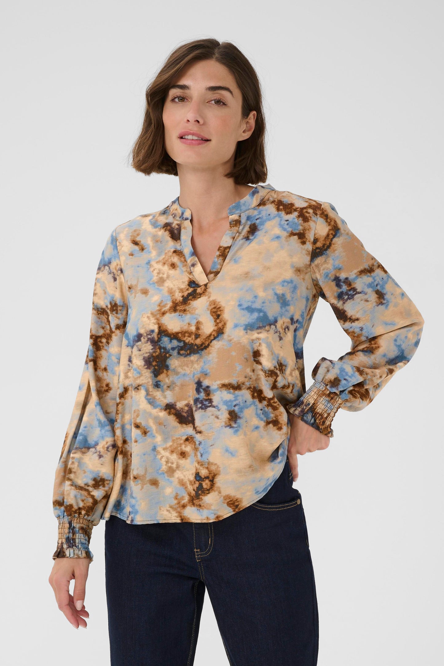 Hizzy blusa - Brown/Blue splash