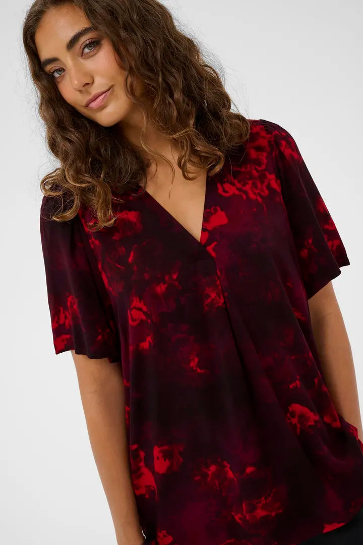 Elsie Blusa - Red Flower