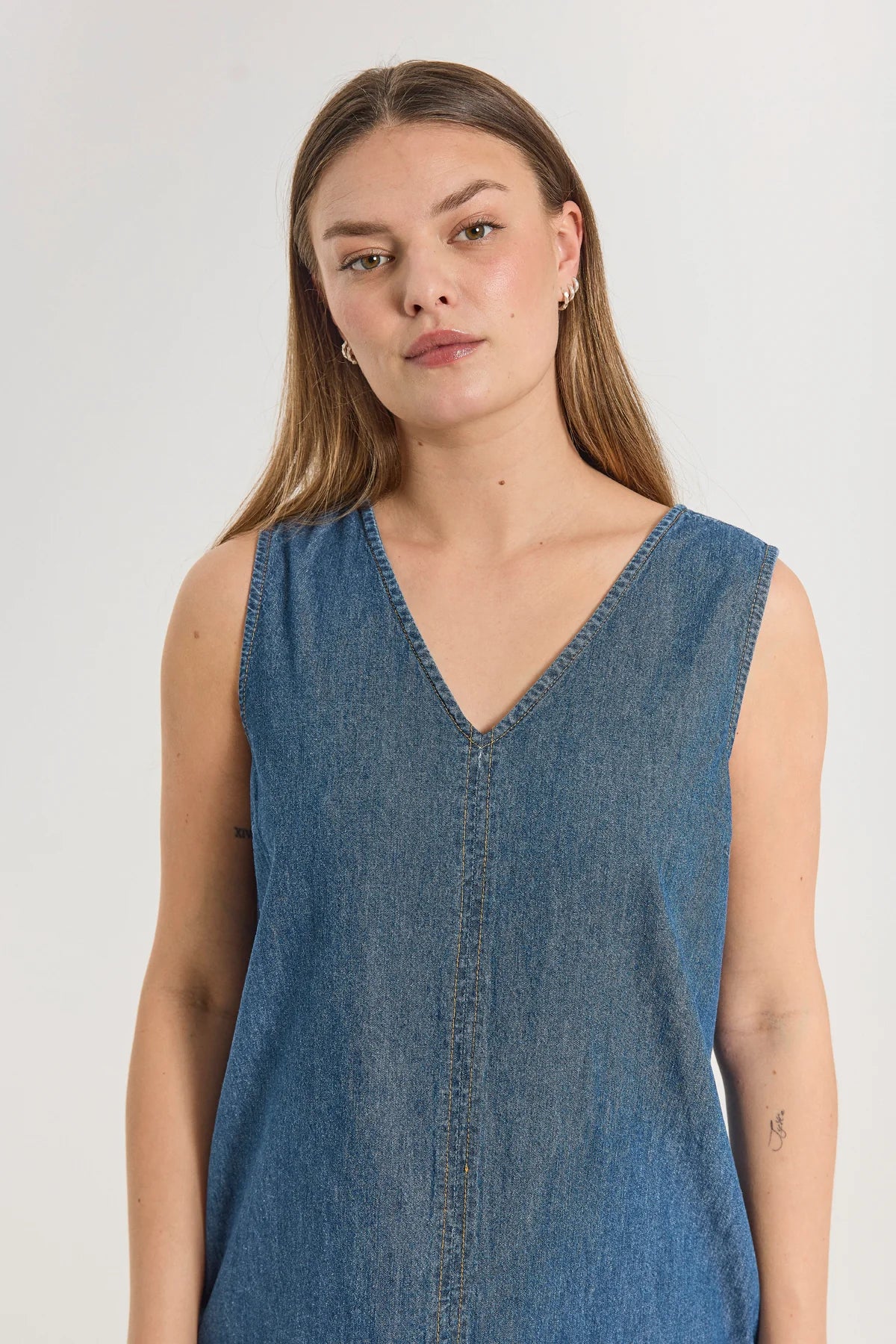 Lise kjóli - Medium Blue Denim