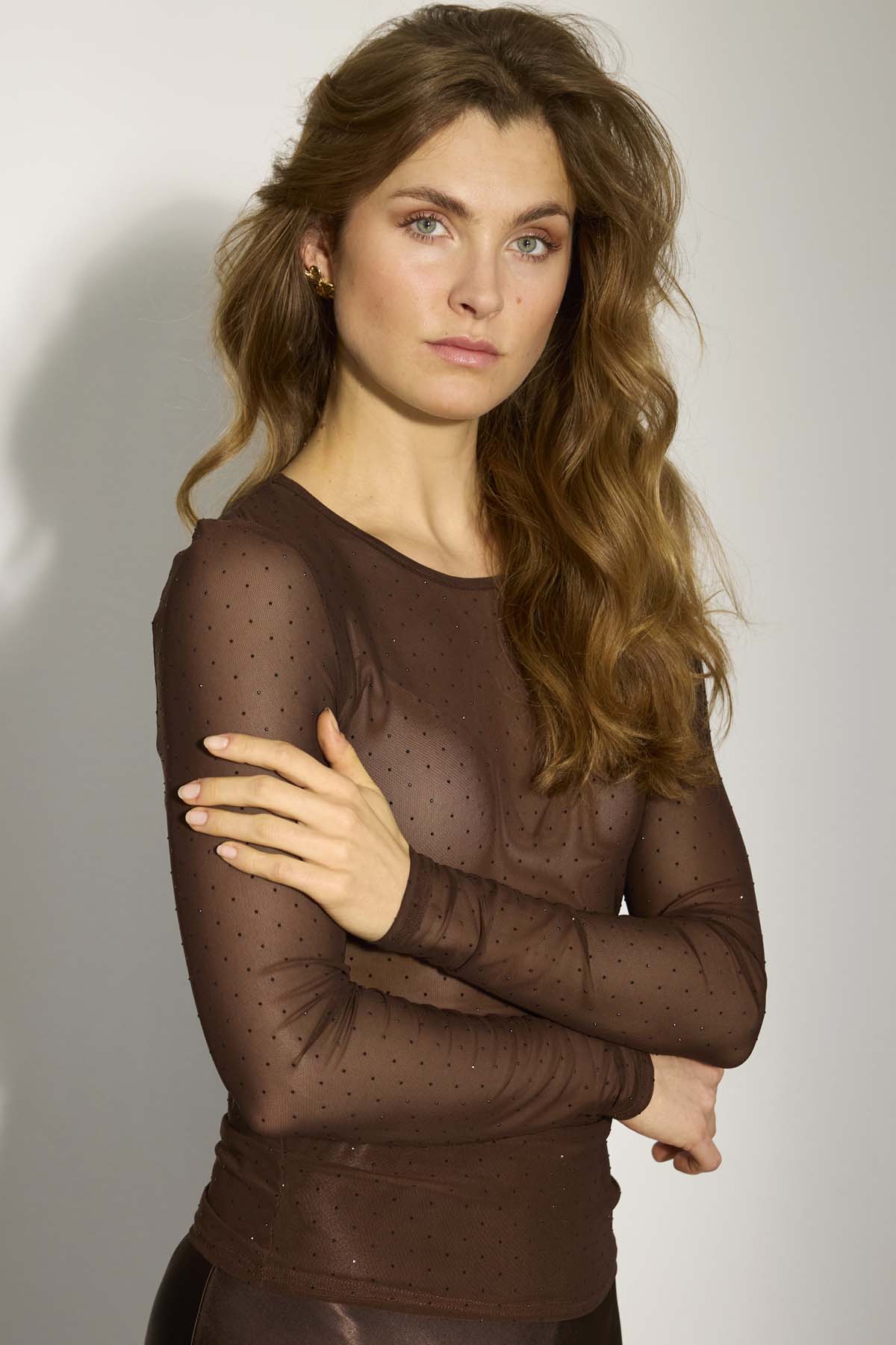 Ivie Mesh Blusa - Brún v. Diamantum
