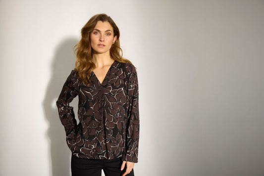 Imane Blusa - Brown/Black Flower