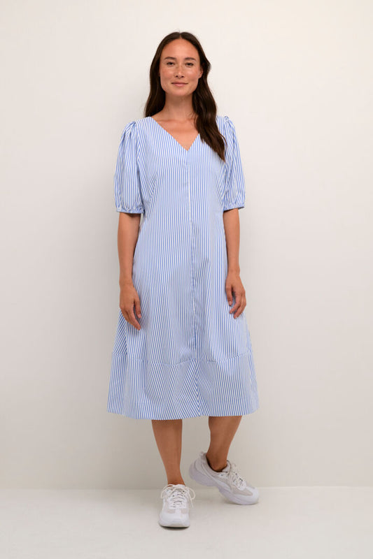 Abigail Puff Kjóli - Blue Stripe