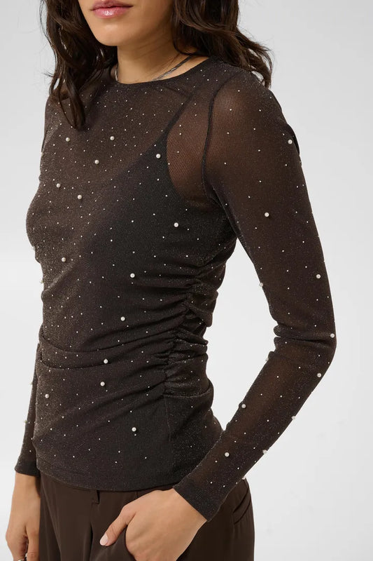 Maisie Blusa - Black/Pearls