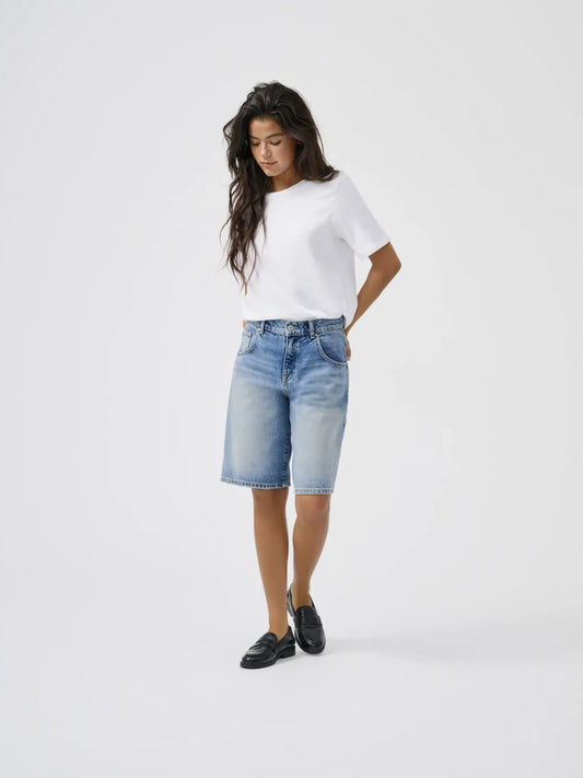 Mate Baggy Long Shorts - Medium Blue Denim