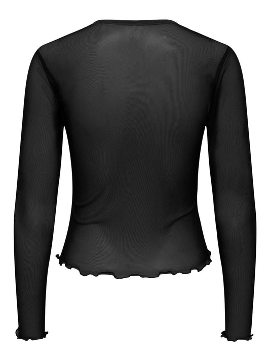 Nox Long Sleeve Mesh Blus - Svart