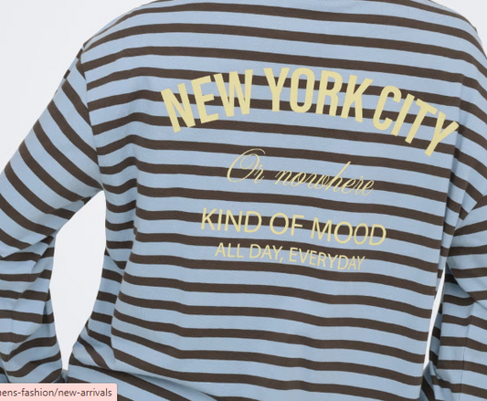 Freja Stripe T-shirt - Blue/Brown
