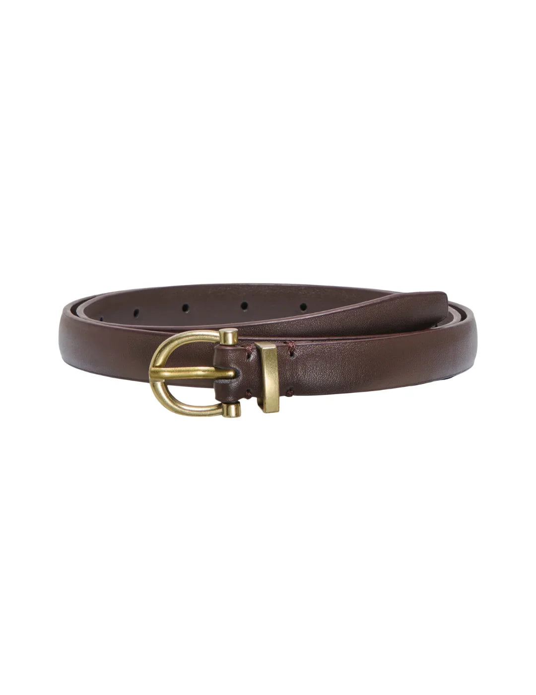 Wilhelmina Slim Belt - Brúnt/Gull