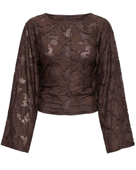 Nadia Ruching Top - Coffee Bean