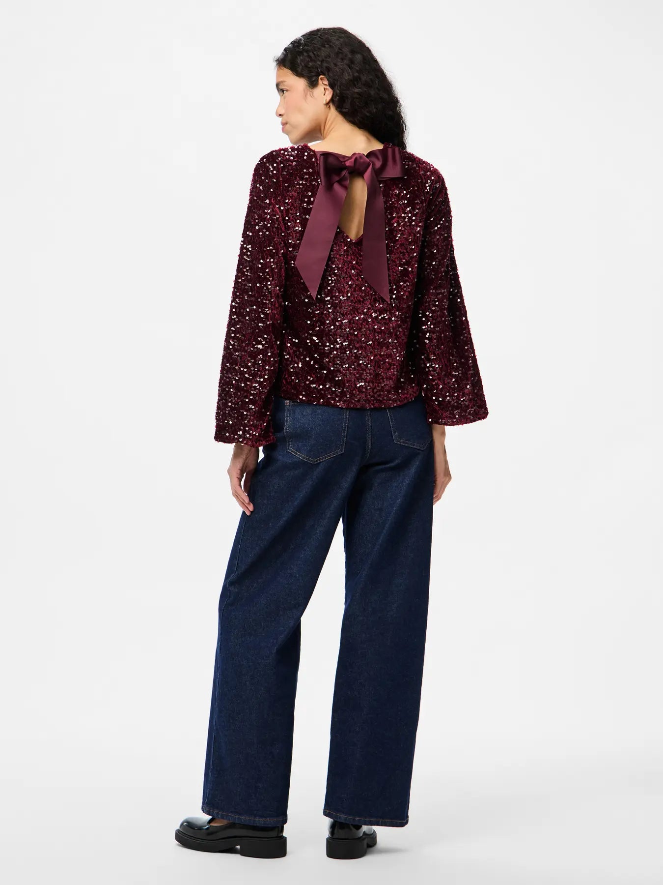 Kam Pailett Blusa - Tawny Port