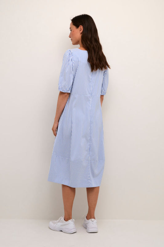 Abigail Puff Kjóli - Blue Stripe