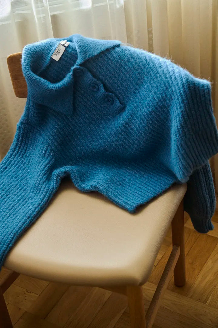Tabbatha Polo Pullover - Lichen Blue