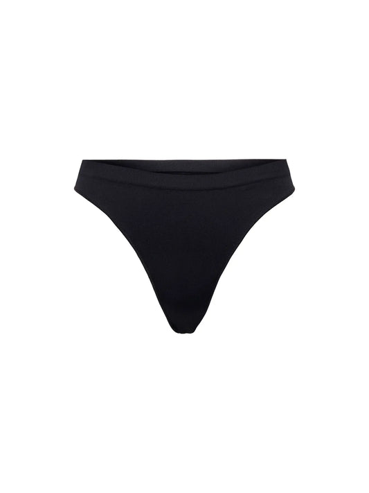 Vicky rib seamless thong - Black