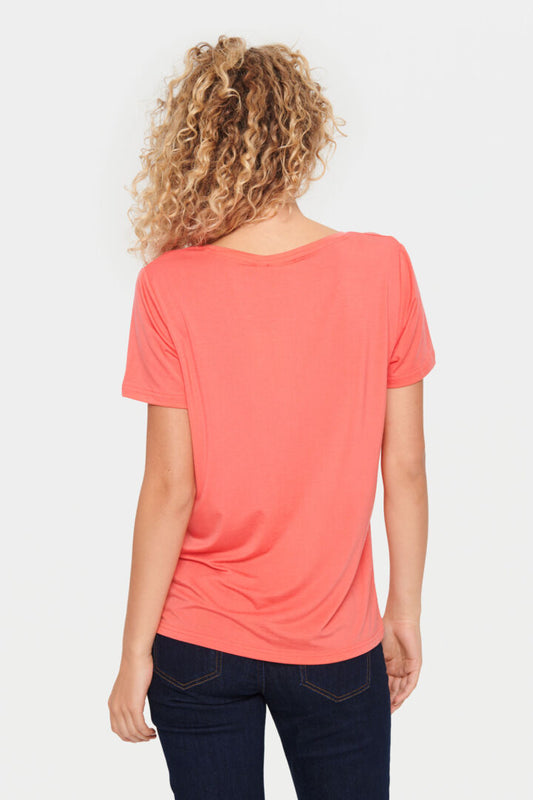 Adelia V-neck T-shirt - Cayenne