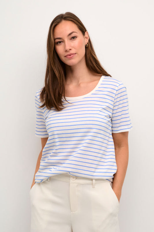 Dela T-Shirt - White/Blue Stripe