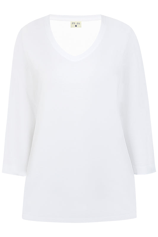 Catja T-Shirt 3/4 Erma - Hvít