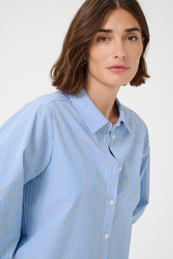 Daimi skjúrta - Blue/White Stripe w. Diamonds