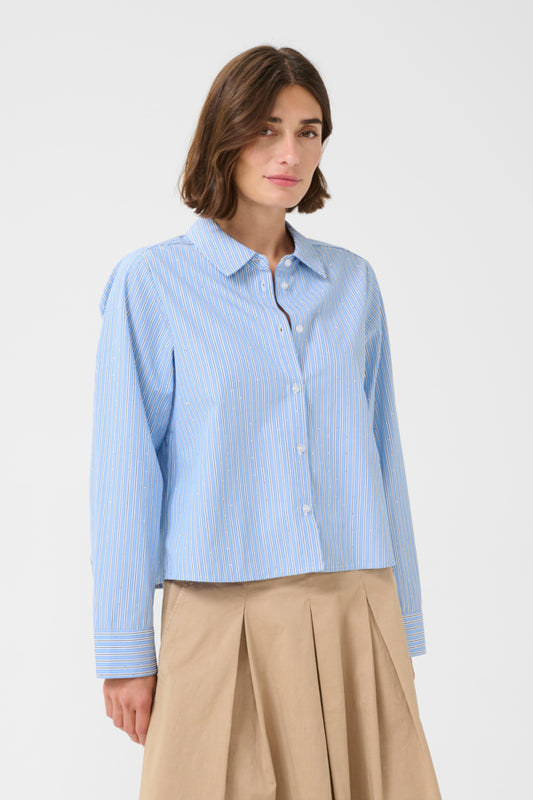 Daimi skjúrta - Blue/White Stripe w. Diamonds