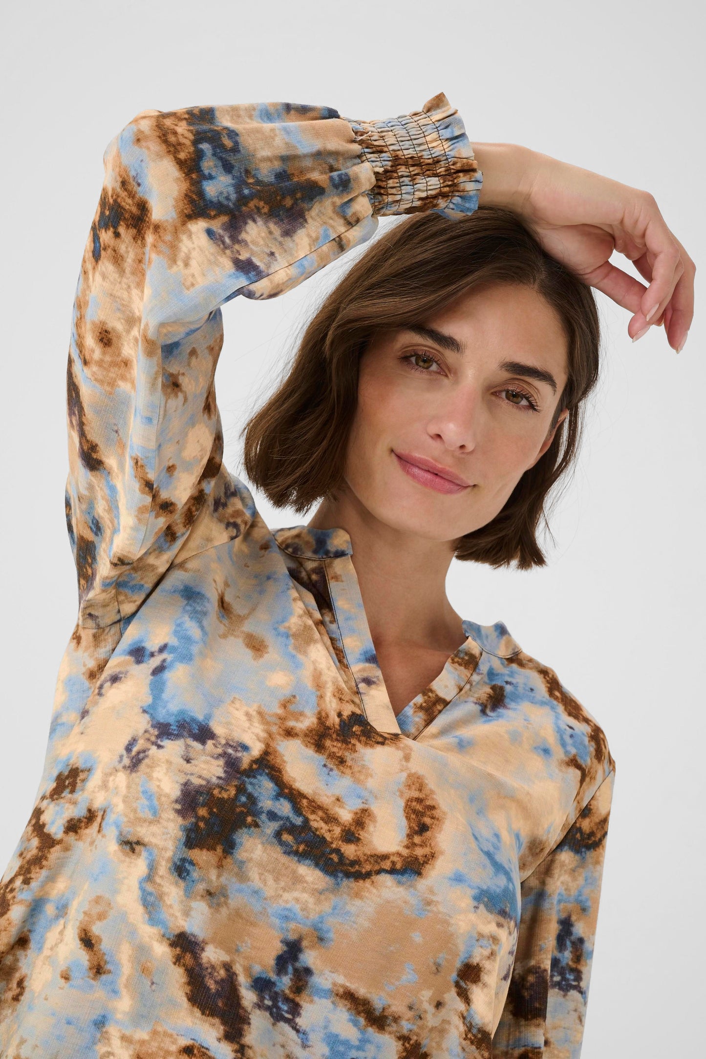 Hizzy blusa - Brown/Blue splash