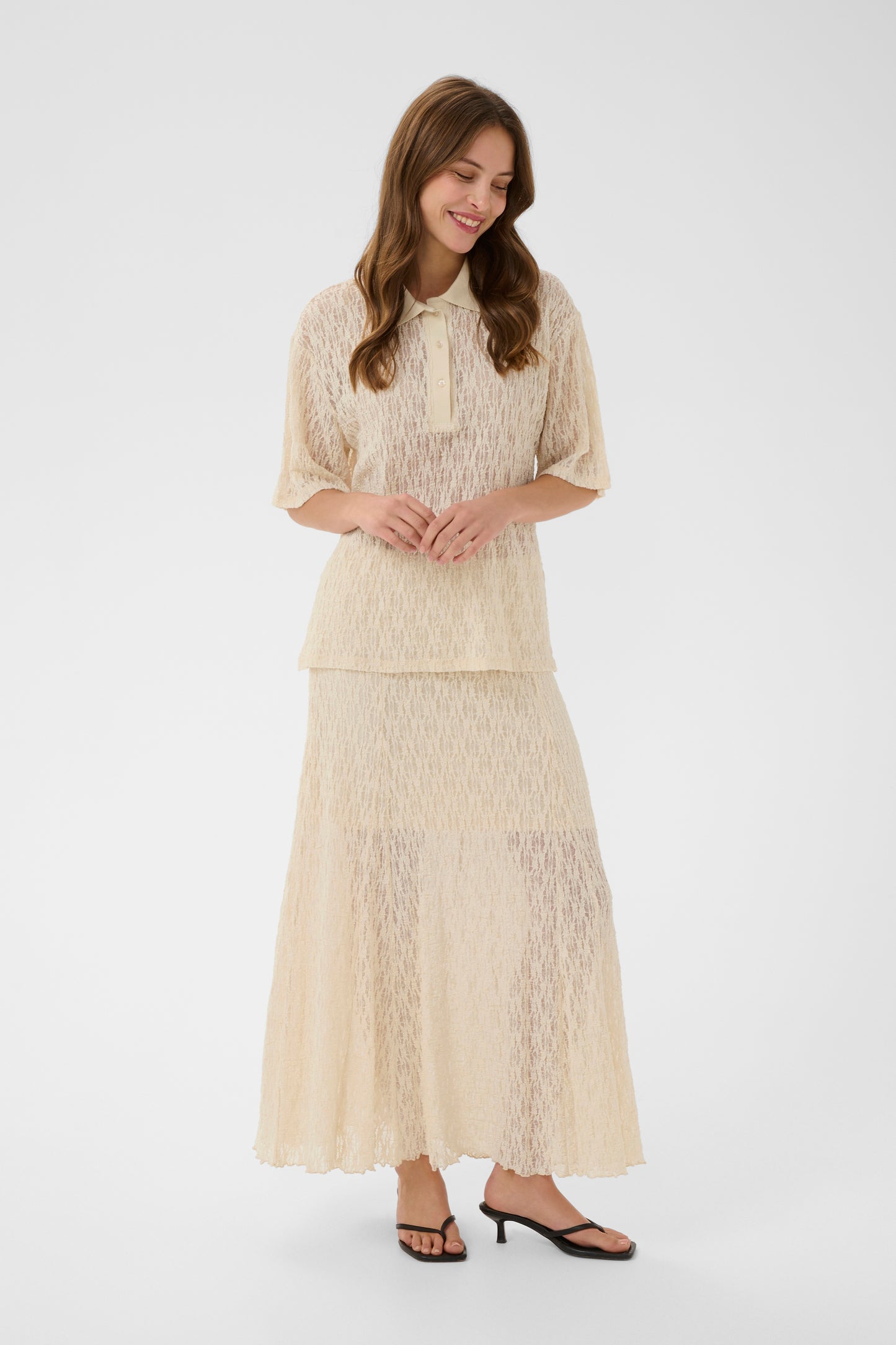 Kine lace tee - Whitecap