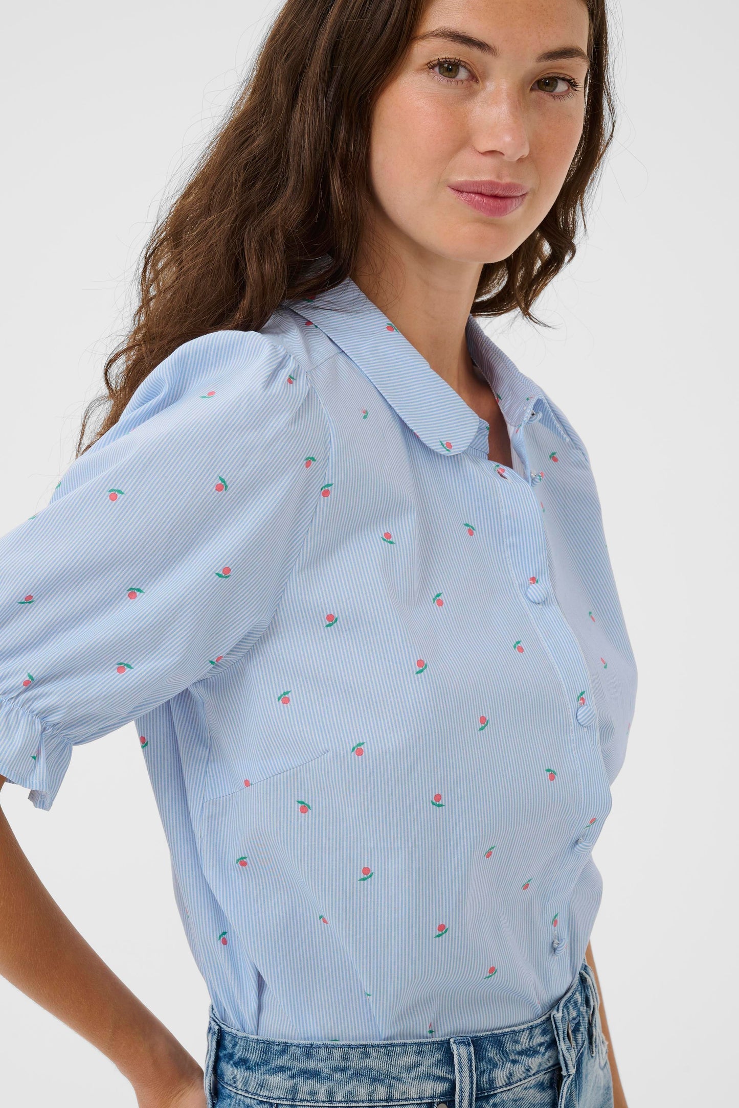 Annille skjúrta - Blue/white stripe