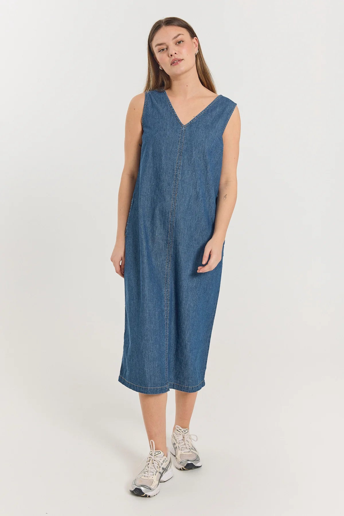 Lise kjóli - Medium Blue Denim