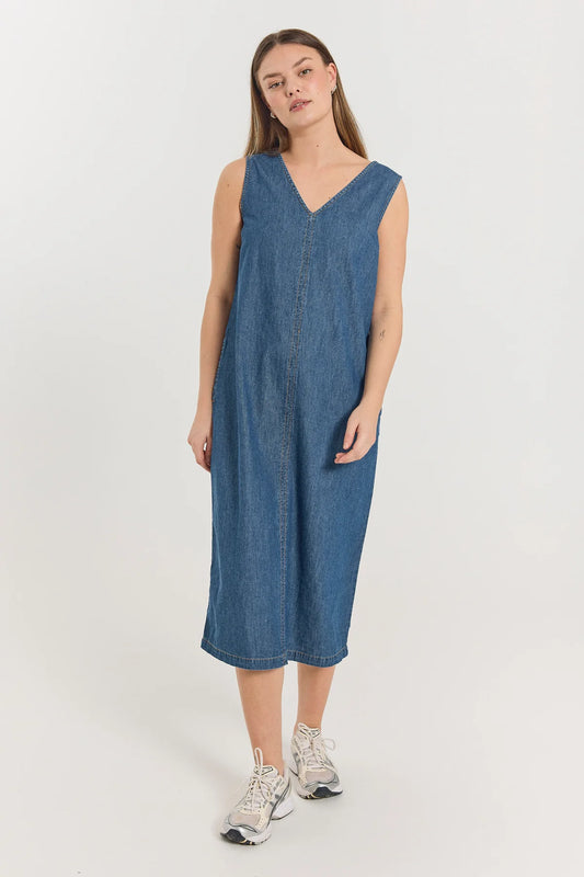 Lise kjóli - Medium Blue Denim
