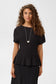 Heart Knit Capsleeve Blusa - Black