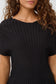 Heart Knit Capsleeve Blusa - Black