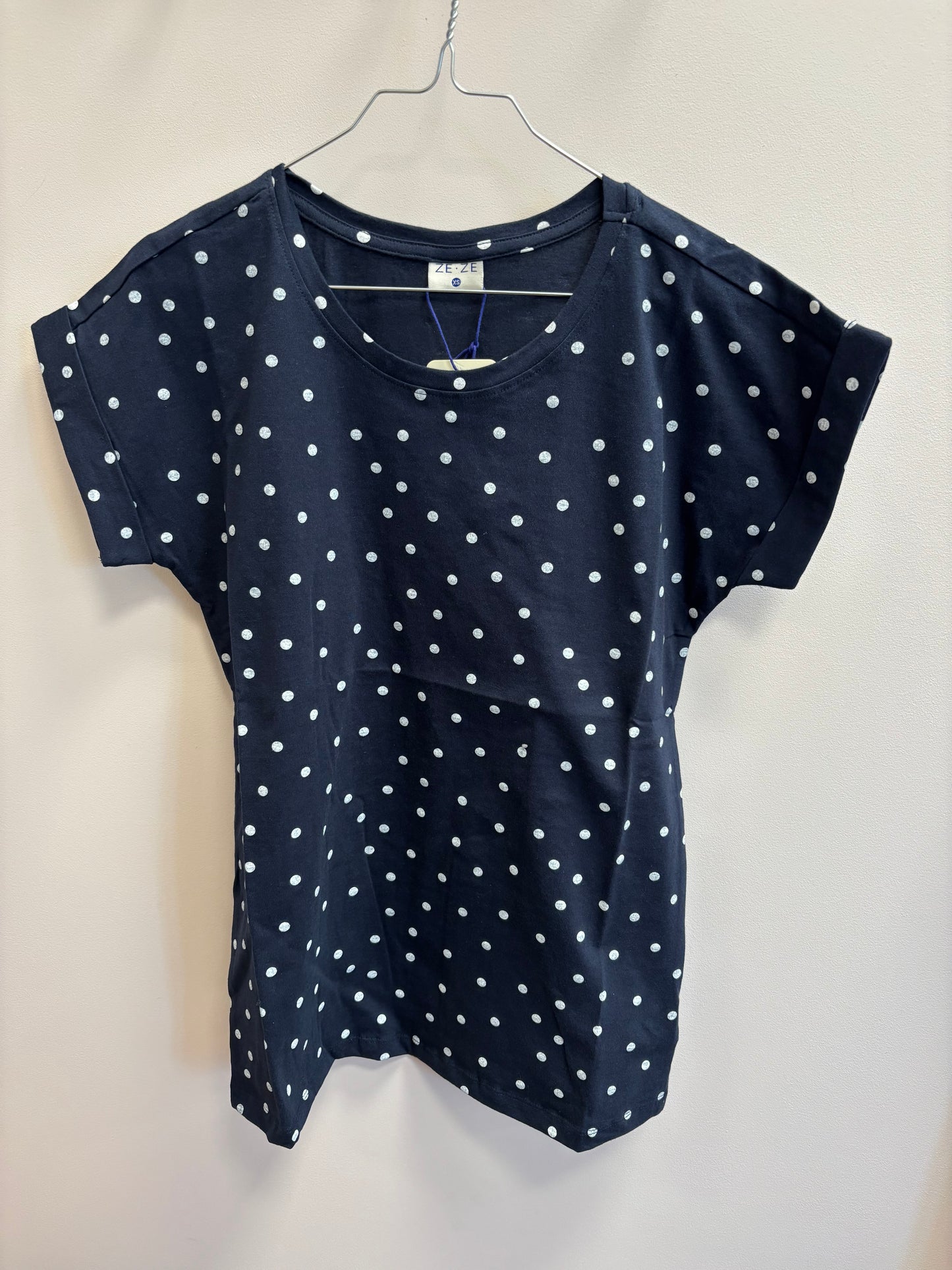 Disha T-shirt - Navy/white Spots