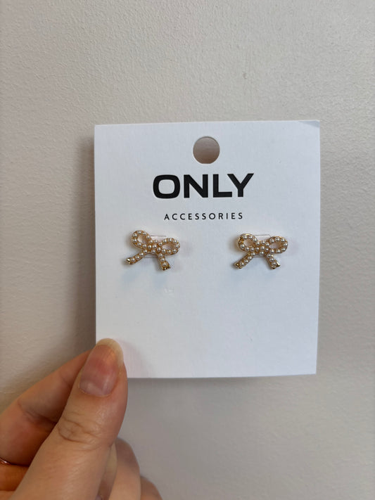 Luna oyraringar - Gold colour/Pearl bow