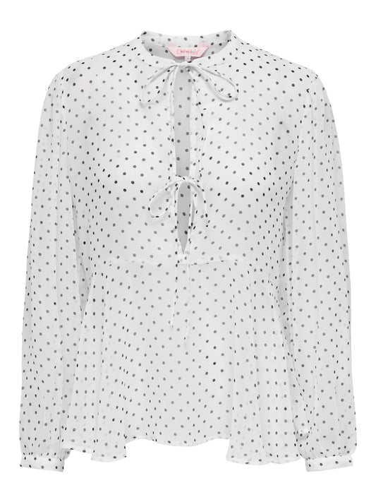 Isabella Blusa - White/Black Dot