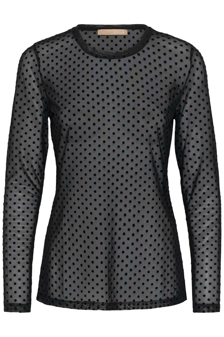 Laya Mesh Blus - Black Dot