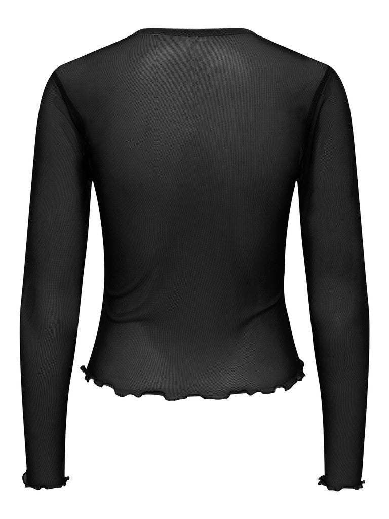 Nox Long Sleeve Mesh Blus - Svart