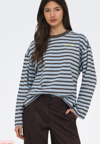 Freja Stripe T-shirt - Blue/Brown