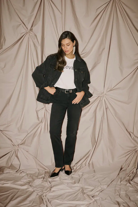 Annalisa Ami Straight Jeans - Black Wash