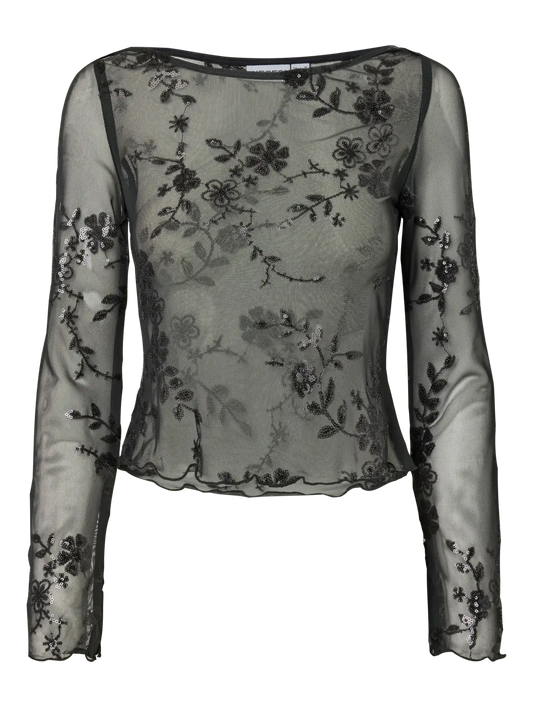 Evita Mesh Blusa - Dark Grey