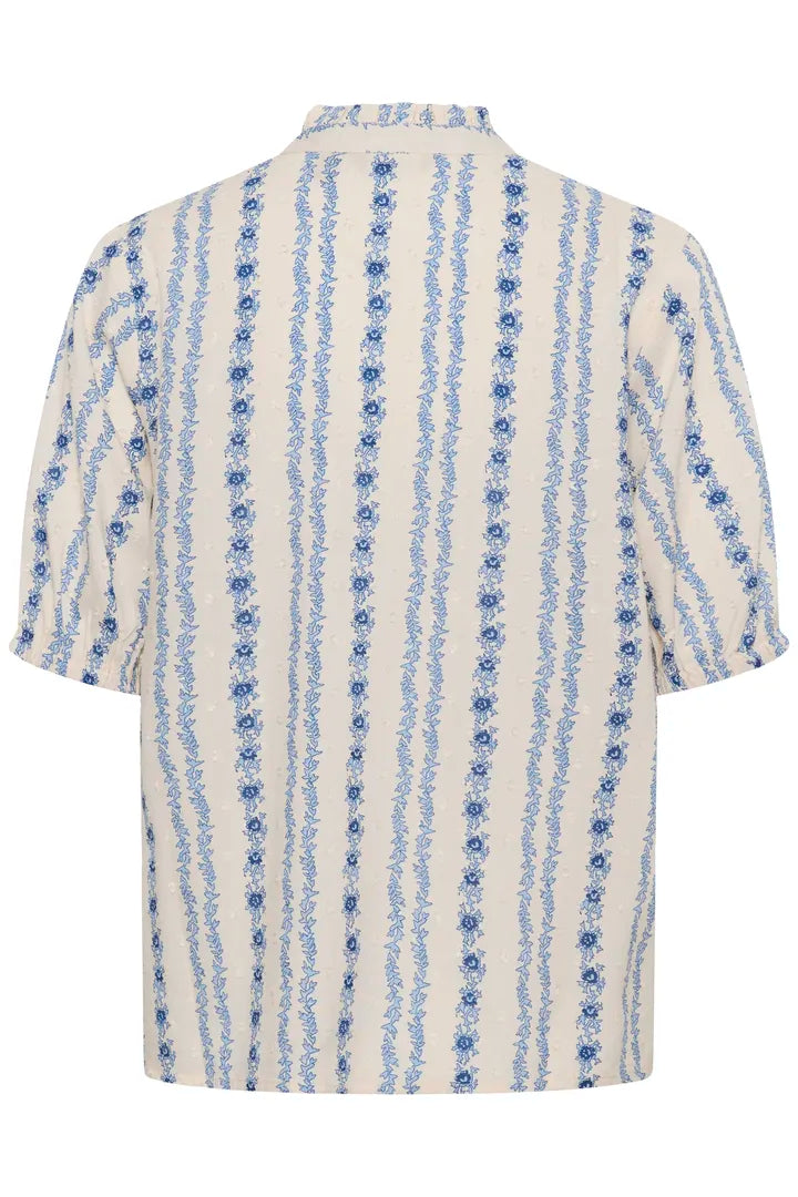 Hollie Blusa - Blue/White Graphic