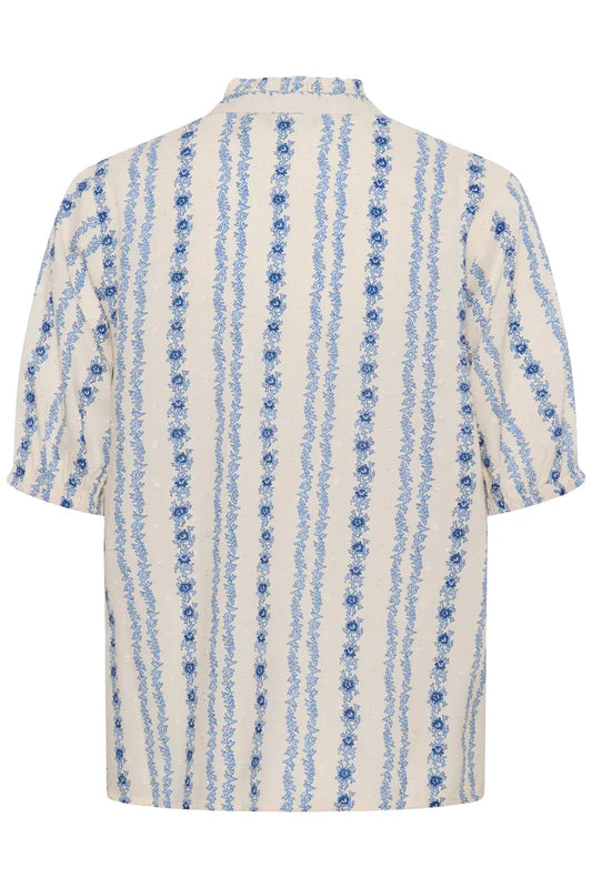 Hollie Blusa - Blue/White Graphic