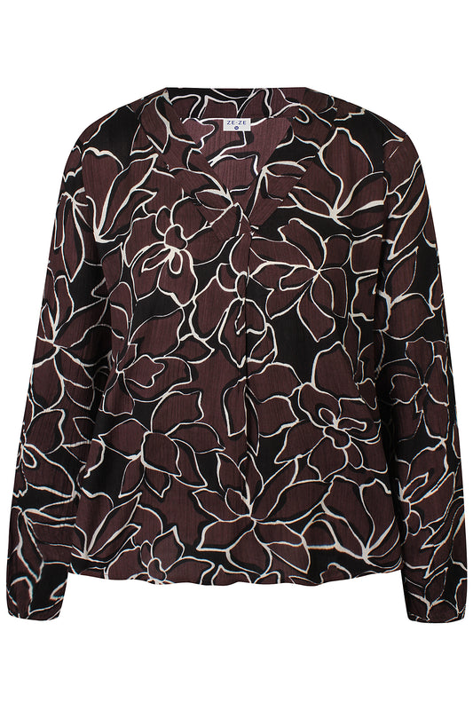 Imane Blusa - Brown/Black Flower