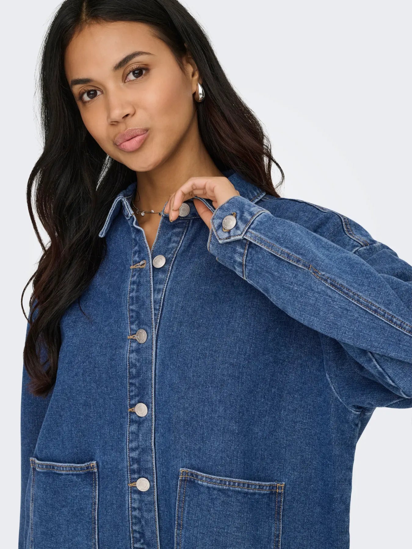 Lara shacket - Medium blue denim