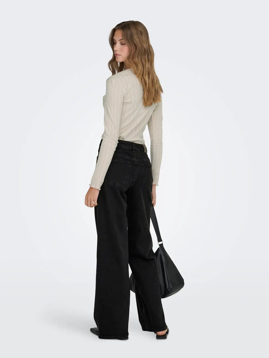 Madison Blush Wide Jeans - Washed Black